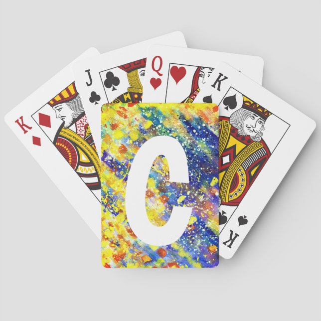 Baralho Abstrato Monograma de Cores Brilhadas Brilhantes (Verso)