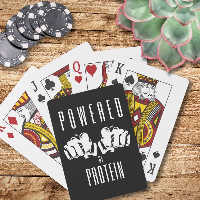Baralho Acionado Por Na moda de Proteína Preto (Powered By Protein playing card set for Carnivore dieters. A great gift for meat lovers.)