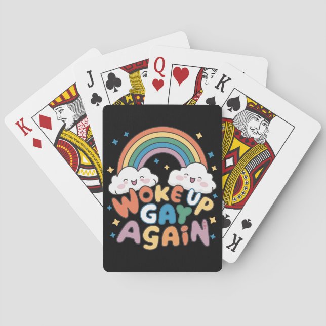Baralho Acordou Gay de novo o mês do orgulho LGBT Groovy (Verso)