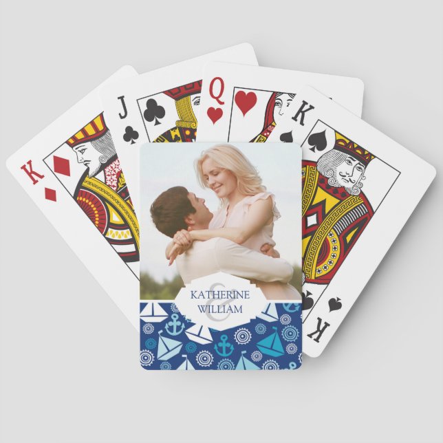 Baralho Add Your Name | Cartoon Pattern With Sailboats (Verso)