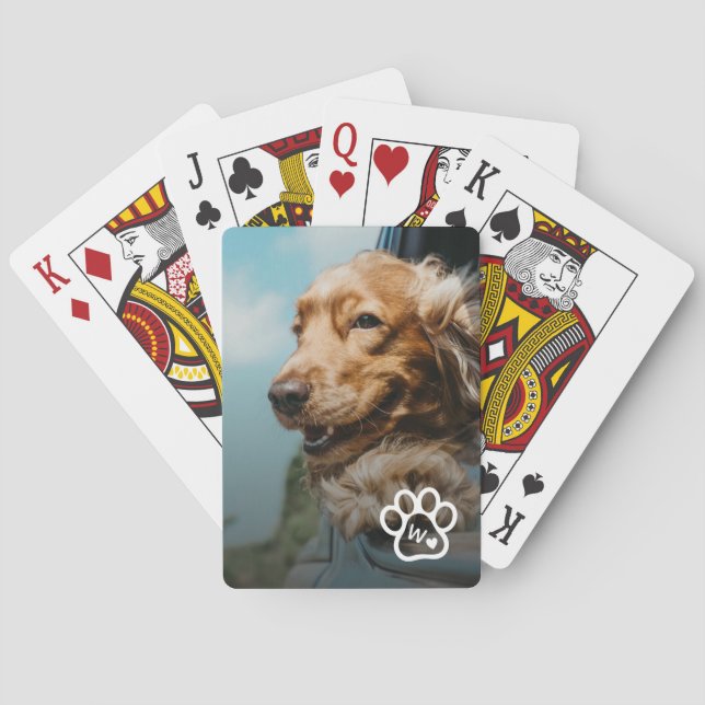 Baralho Add Your Own Photo Dog Pets Monogram (Verso)