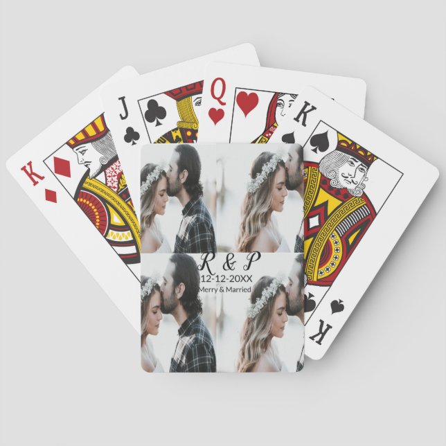 Baralho Adicionar casal feliz de fotos casada com adiciona (Verso)