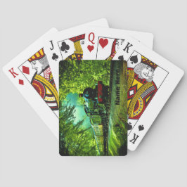 Baralho Adicione Nome a Motor de Vapor Verde Locomotiva An