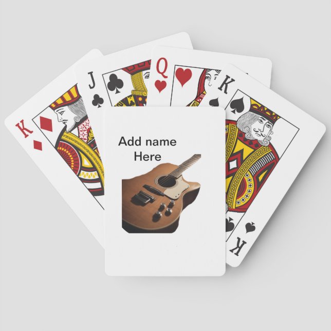 Baralho Adicione o nome do texto guitarra acústica castanh (Verso)