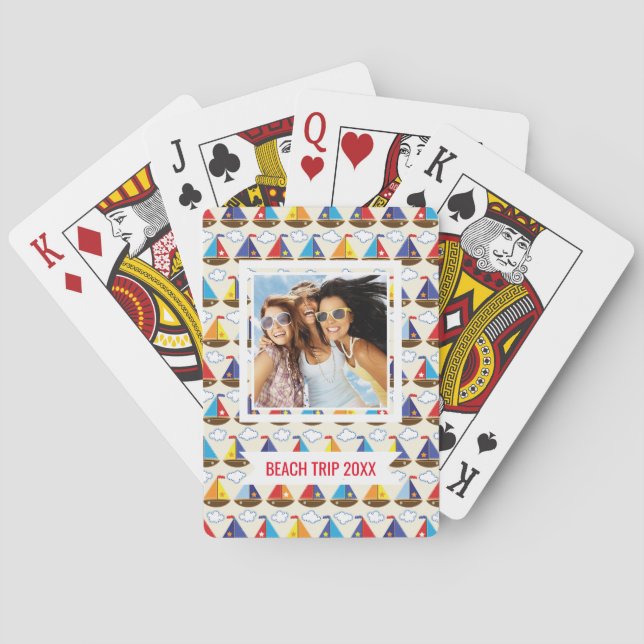 Baralho Adicione seu nome | Padrão de veleiro em bruto (Verso)