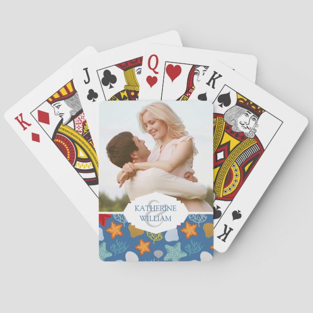 Baralho Adicione seu nome | Padrão de vida submarina (Verso)