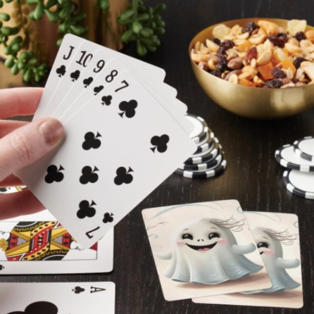 Baralho Adorável Design de Amigo Fantasmagórico de Hallowe (Poker cards easy to shuffle, smooth card stock. Dimensions: 2.5" x 3.5”. 
)