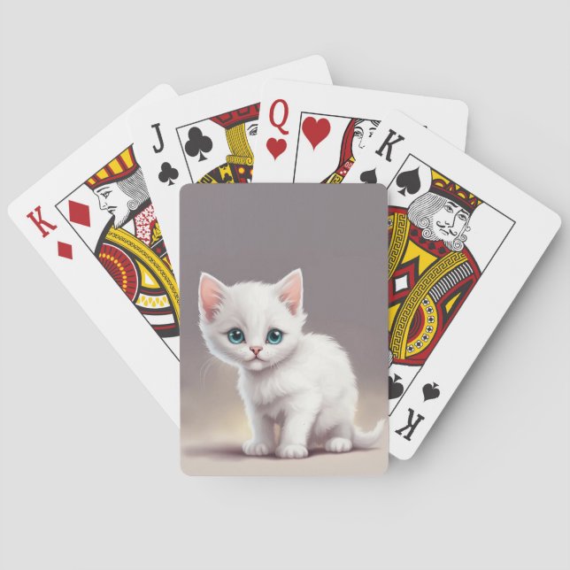 Baralho Adorável gatinho branco (Verso)