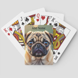 Baralho Adorável Pug Close up   Personalizado Cachorro Fof