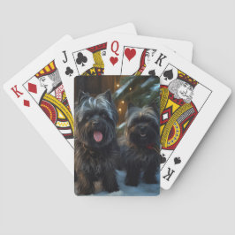 Baralho Affenpinscher Passeio de Trenó Nevado Decoração de