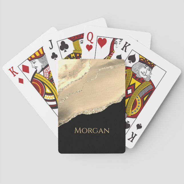 Baralho Agate Dourado, brilho e nome em preto (Verso)