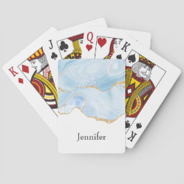 Baralho Agato Azul Legal Elegante com Faixa Brilhante Dour