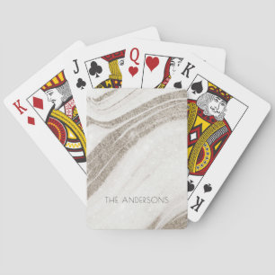 Baralho Agato de mármore Dourado Elegante Abstrato pálido