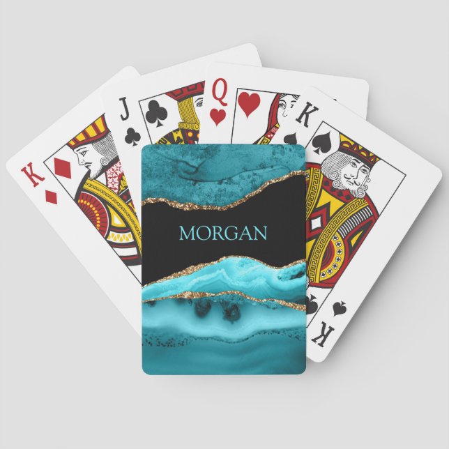 Baralho Agato Dourado e lacrimogêneo, Glitter, Nome Teal e (Verso)