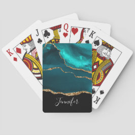 Baralho Agato Teal Moderno de Na moda e Faixa Dourada a Pr