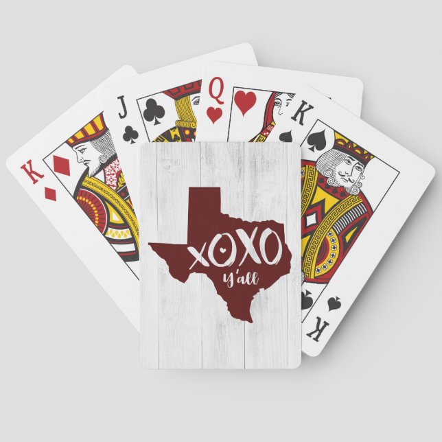 Baralho Aggie Maroon XOXO, Y'all - Forma do Estado do Texa (Verso)
