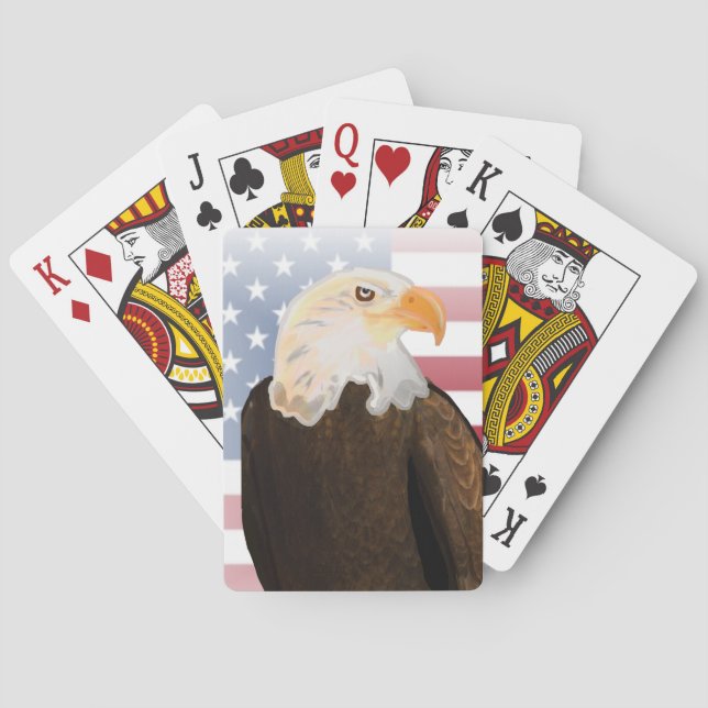 Baralho Águia com bandeira americana desbotada (Verso)
