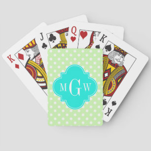 Baralho Aipo Bolinhas Aqua Quatrefoil 3 Monograma