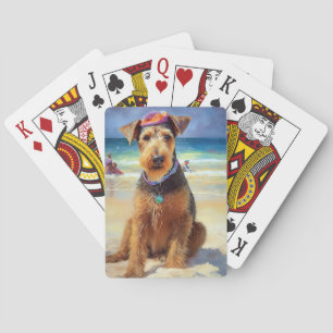 Baralho Airedale na Praia, presente de verão para amantes 