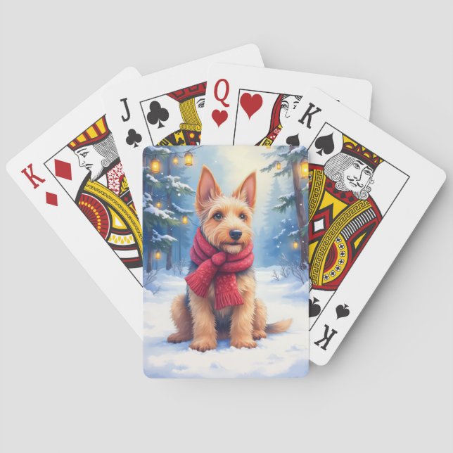 Baralho Airedale Terrier Aguarela Natal Nevado (Verso)