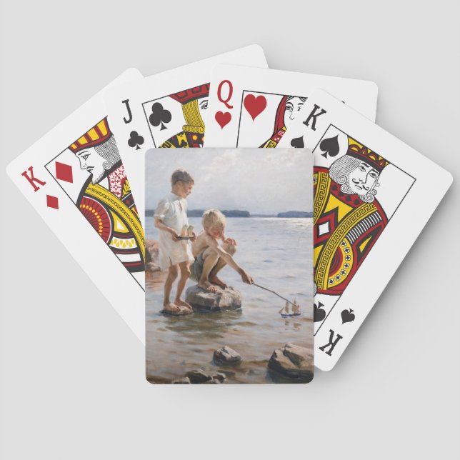 Baralho Albert Edelsense - Meninos tocando na praia (Verso)