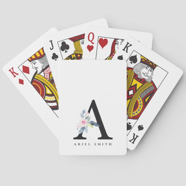 BARALHO ALFABETES FLORAIS AZUIS SUAVES LETRA A (Verso)