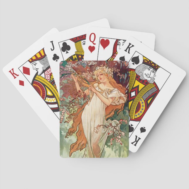Baralho Alphonse Mucha, As Estações (1896) Primavera (Verso)