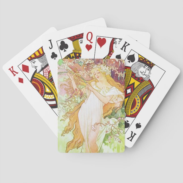 Baralho Alphonse Mucha Primavera Floral Vintage Art Nouvea (Verso)