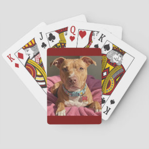 Baralho Amante de Pitbull jogando cartas - cartões de pôqu