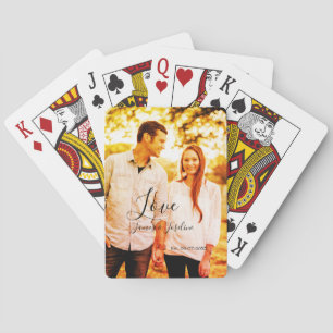 Baralho Ame o nome da adição de fotos. Casal de casamento 