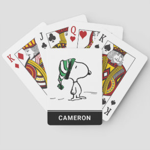 Baralho Amendoins   Cartões de Boné de Neve Verde Snoopy