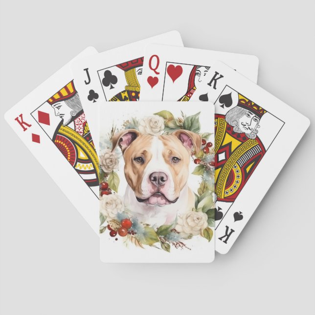 Baralho American Staffordshire Christmas Wreath Festivo (Verso)