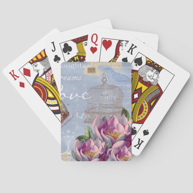 Baralho Amor vitoriano pensa sonhar gaiola de pássaros (Verso)