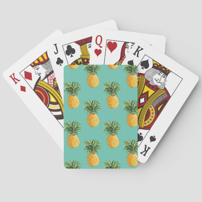 Baralho Ananases Tropicais Em Teal (Verso)