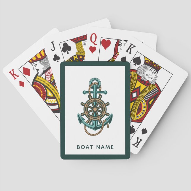 Baralho Anchor Rope Wheel Boat Name Personalizado Náutico (Verso)