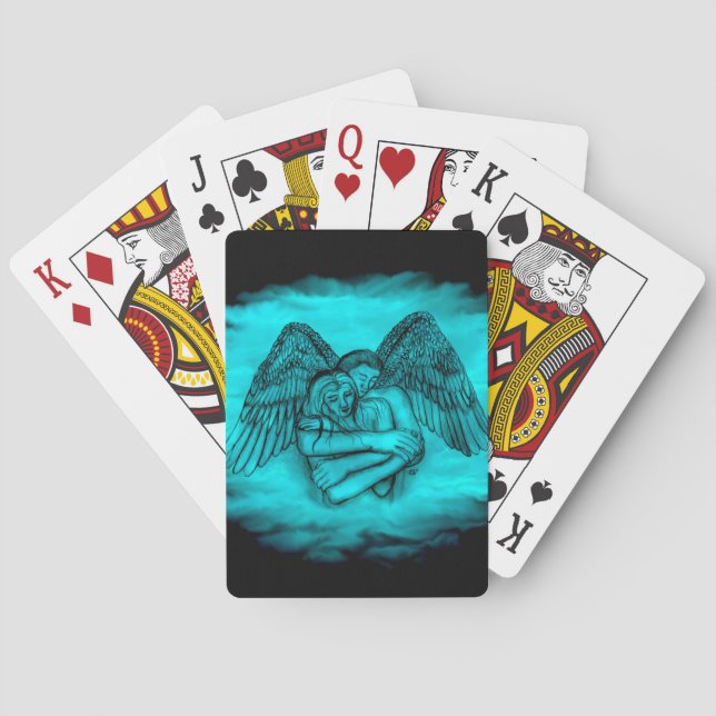 Baralho Angel Eros in Love, design preto e verde (Verso)