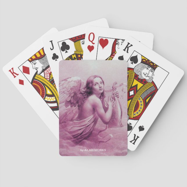 Baralho ANGEL JOGANDO LYRA SOBRE AS NUVENS DE rosa (Verso)