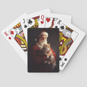 Baralho Angora Gata Santa Claus Festivo