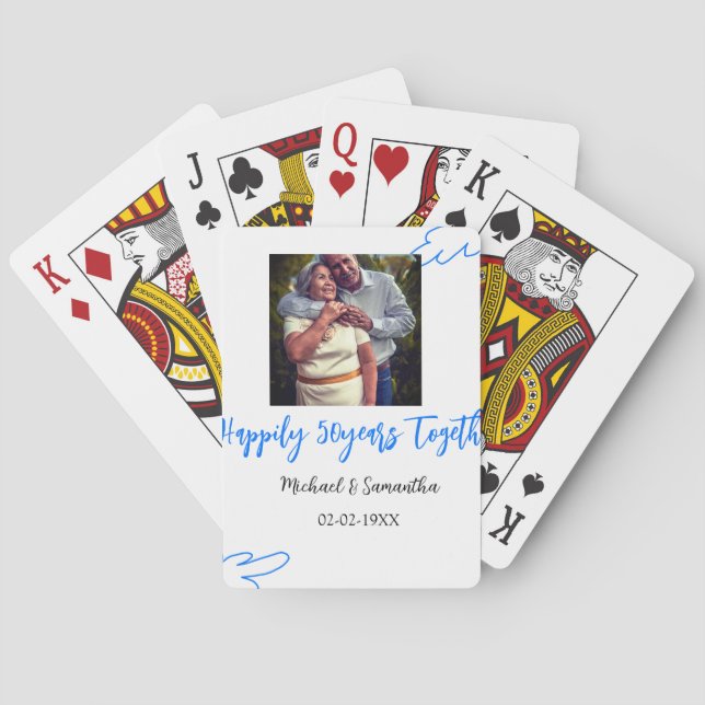 Baralho anima o nome da foto azul de folha de 50 anos (Verso)