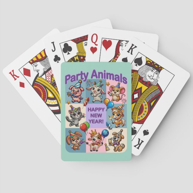 Baralho Animais de festa "Feliz ano novo" (Verso)