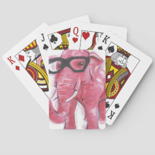 Baralho Animal Elefante Rosa Em Óculos