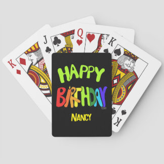 Baralho Aniversário Brilhante e Feliz Nome Personalizado