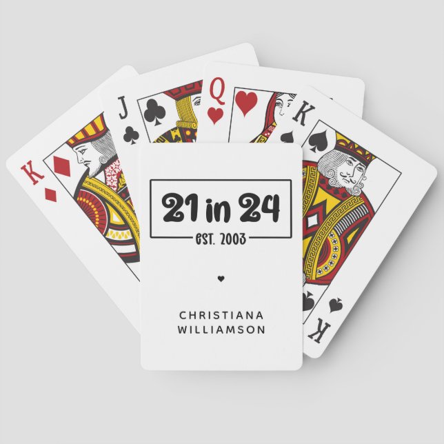 Baralho Aniversário de 21 anos 21 personalizado em 24 de a (Verso)