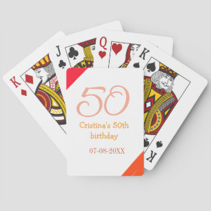 Baralho Aniversário de 50 anos laranja vermelho adicionar 