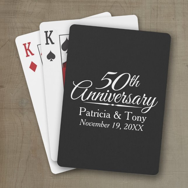 Baralho Aniversário de Casamento do Ouro 50º Personalizado (50th Wedding Anniversary Playing Cards - Personalize with your information)
