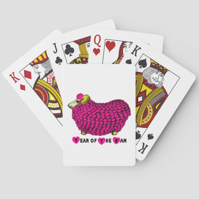 Baralho Ano Chinês das Cartões de Brincadeira Rosa Ovelha (Verso)