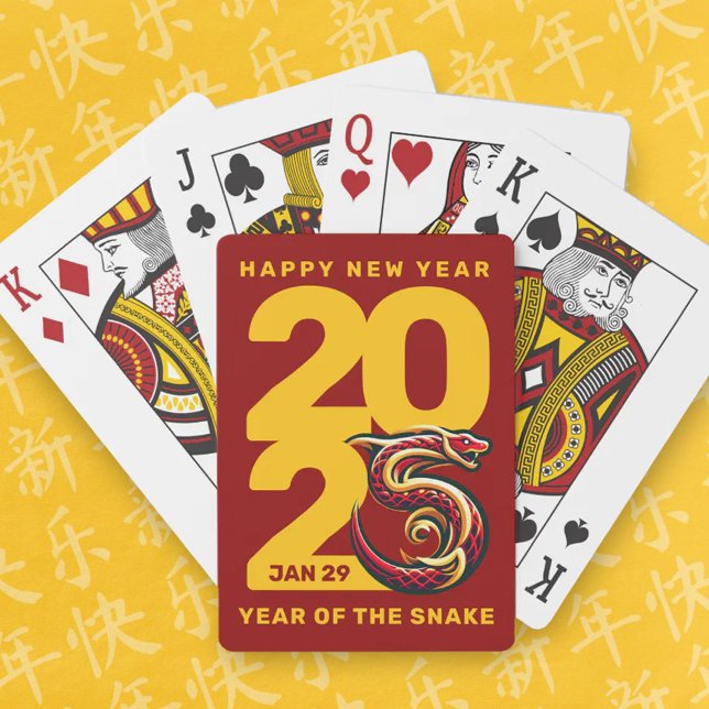 Baralho Ano Dourado Vermelho do Cobra de 2025 (CNY 2025 Poker Playing Cards Fans Cover Photo)