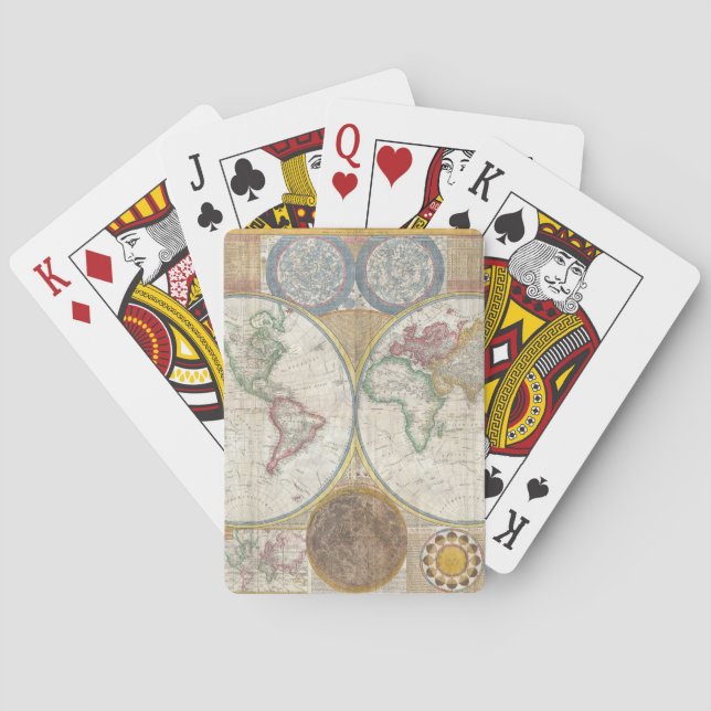 Baralho Antigo Mapa Geral da Vintagem Antiga do Mundo (Verso)