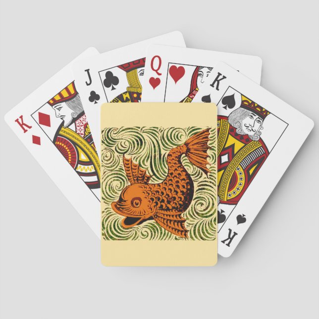 Baralho Antiguidade de Peixe Azulejo Antigo (Verso)