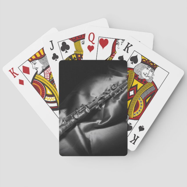 Baralho Antiquado clarinete, vida estática, B&W (Verso)